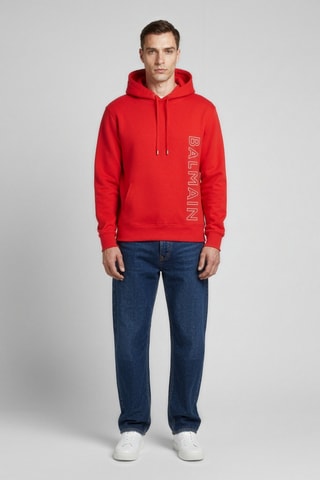 Sweat en coton biologique à capuche - Rouge