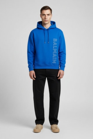 Sweat en coton biologique à capuche - Bleu