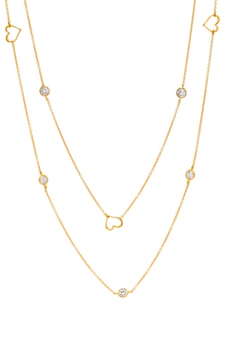 Ketting - Zilver Doublé Geelgoud en Kubieke Zirkonia's