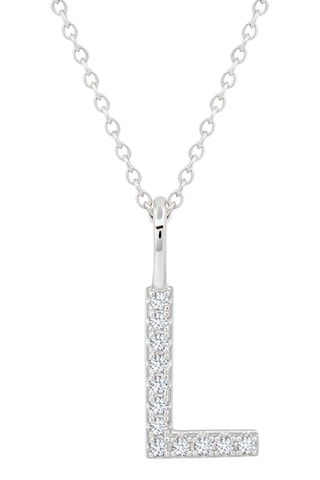 Ketting Letter L - Zilver Doublé Platina en Kubieke Zirkonia's