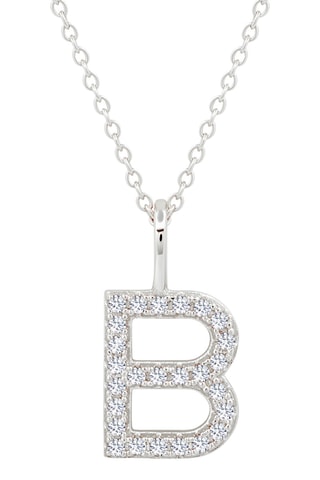Ketting Letter B - Zilver Doublé Platina en Kubieke Zirkonia's