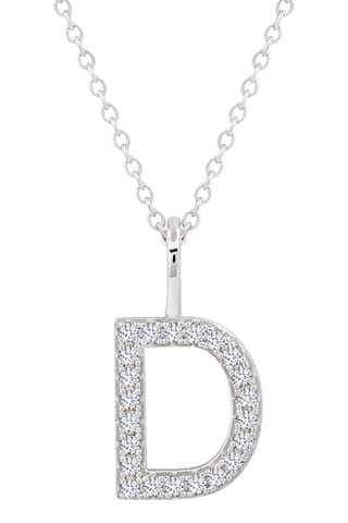 Ketting Letter D - Zilver Doublé Platina en Kubieke Zirkonia's