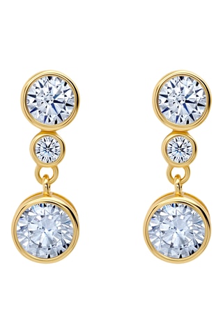 Boucles d'oreilles - Argent plaqué or jaune et zircons cubiques