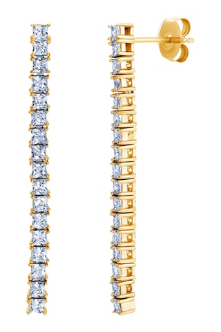 Boucles d'oreilles - Argent plaqué or jaune et zircons cubiques