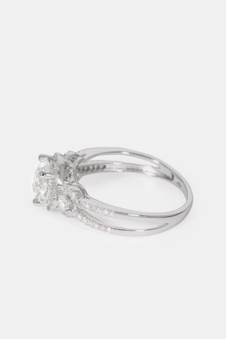 Anello Célestine - Oro bianco, diamanti e topazio