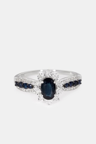 Anello Nuit Argentée - Oro bianco, diamanti e zaffiri