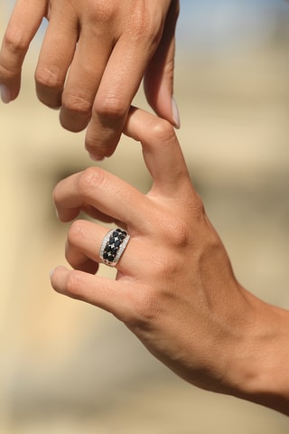 Anello Hanoï - Oro bianco, diamanti e zaffiri