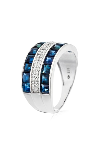 Anello Lahad - Oro bianco, zaffiri e diamanti