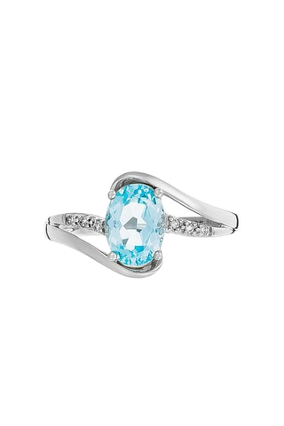 Anello Auckland - Oro bianco, topazio e diamanti