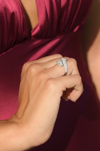 Anello Duo de Panthères - Oro bianco, diamanti e zaffiri