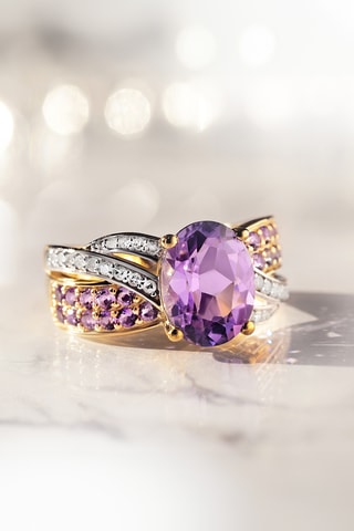 Anello Ballarat - Oro giallo, diamanti e ametiste