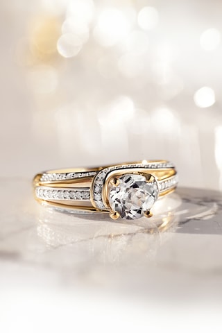 Anello Mackay - Oro giallo, diamanti e topazio