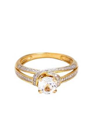 Anello Mackay - Oro giallo, diamanti e topazio