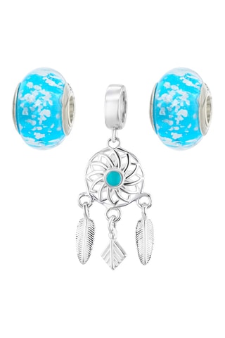 2 Bedeltjes en 1 Hangend Bedeltje - Zilver en Muranoglas