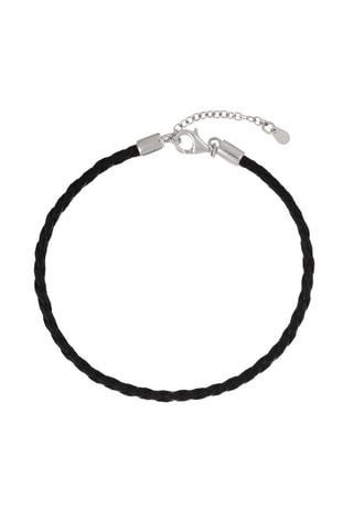 Bedelarmband - Leer en Zilver - 20 cm