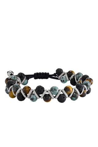 Bracelet - Pierres de lave, œils-de-tigre et turquoises