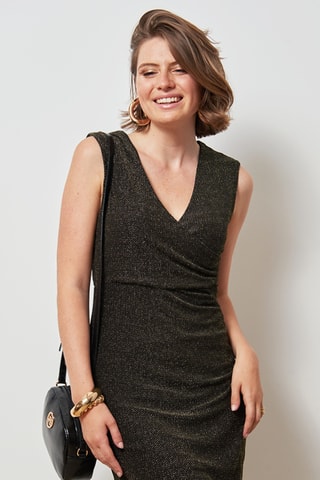 Vestido sem mangas - Preto irisado