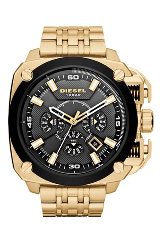 Montre à quartz en acier - Chronographe - Doré et noir