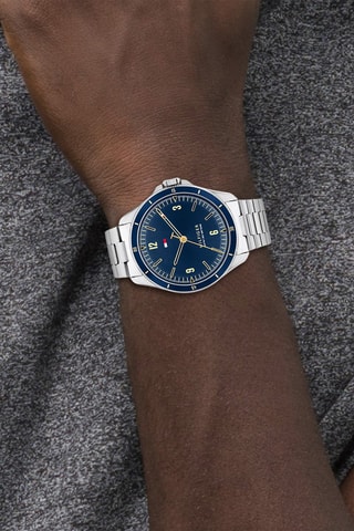 Montre à quartz en acier inoxydable - Argenté et bleu marine