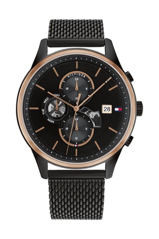Montre à quartz en acier inoxydable - Noir et doré