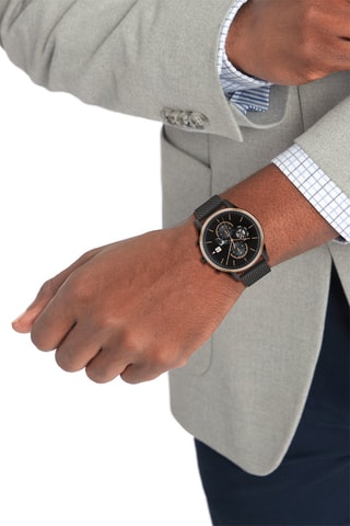 Montre à quartz en acier inoxydable - Noir et doré