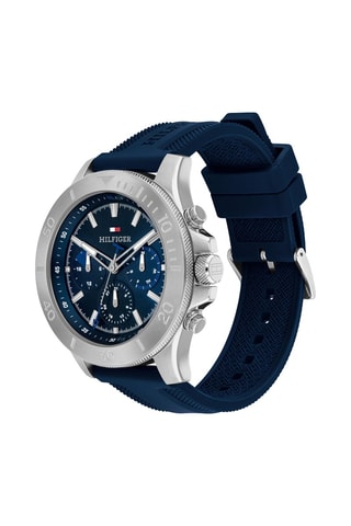 Montre à quartz en silicone - Bleu marine et argenté