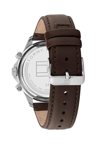 Montre à quartz en cuir Miles - Tachymètre et chronographe - Marron et argenté