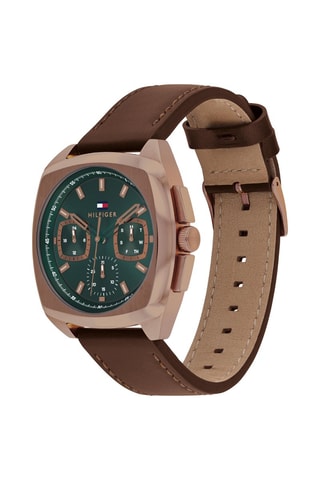 Montre à quartz en cuir - Marron et doré