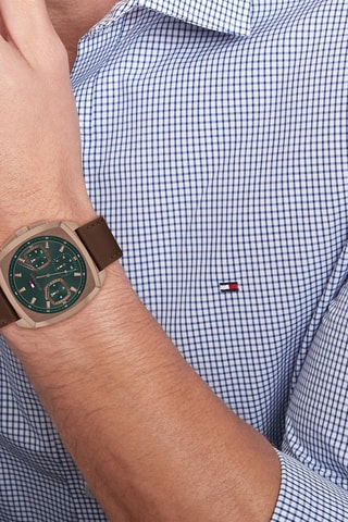 Montre à quartz en cuir - Marron et doré