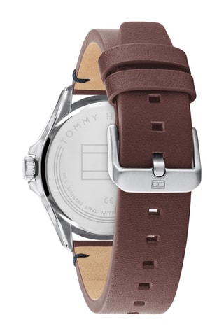 Montre à quartz en cuir - Marron et argenté