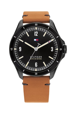 Montre à quartz en cuir Noir