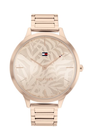 Montre à quartz en acier et plaqué or rose