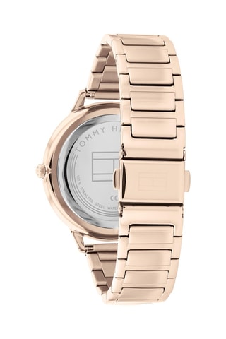 Montre à quartz en acier et plaqué or rose