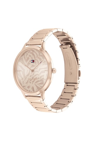 Montre à quartz en acier et plaqué or rose