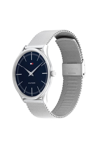 Montre à quartz en acier Adrian - Argenté et bleu foncé