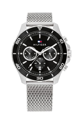 Montre à quartz en acier - Chronographe - Argenté et noir