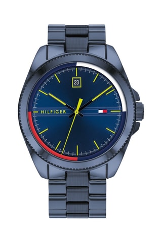 Montre à quartz en acier Riley - Bleu