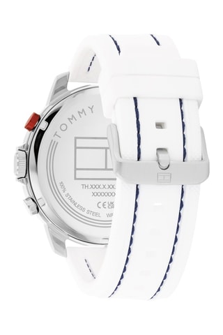 Montre à quartz en silicone Luca - Blanc et argenté