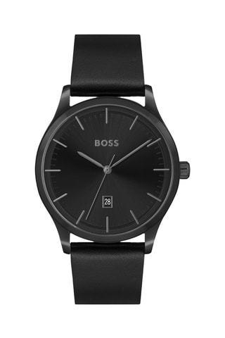 Montre à quartz en cuir - Noir