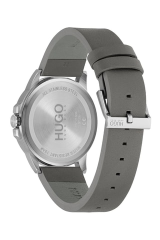 Montre à quartz en cuir Gris et argenté