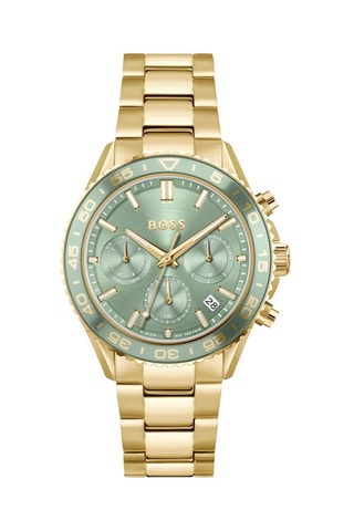 Montre à quartz en acier plaqué or fin - Chronographe - Doré