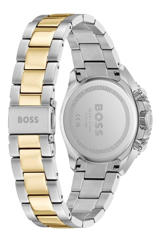 Montre à quartz en acier plaqué or fin - Chronographe - Argenté et doré