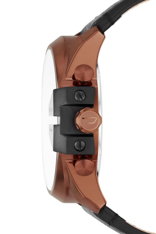 Montre à quartz en cuir Chronographe - Marron et cuivré