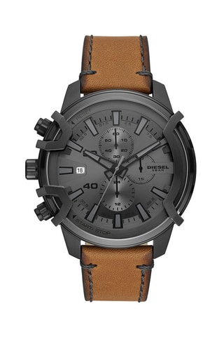 Montre à quartz en cuir Chronographe - Noir