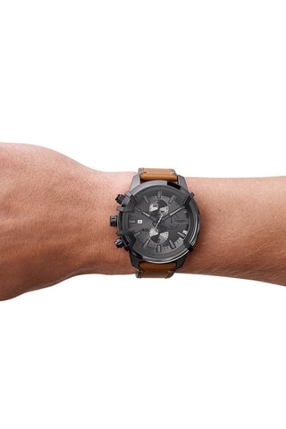 Montre à quartz en cuir Chronographe - Noir