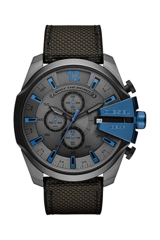 Montre à quartz en silicone et nylon - Chronographe - Noir et bleu