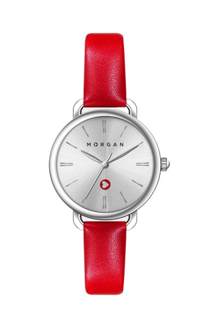 Montre à quartz en polyuréthane - Rouge et argenté