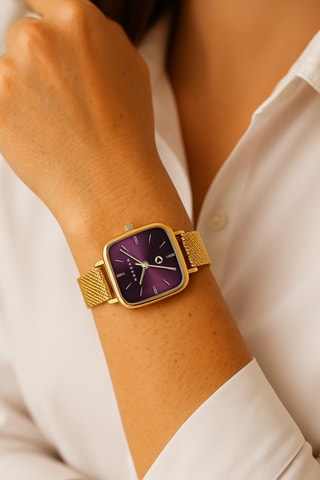 Montre à quartz en acier - Doré