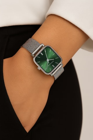 Montre à quartz en acier - Argenté et vert