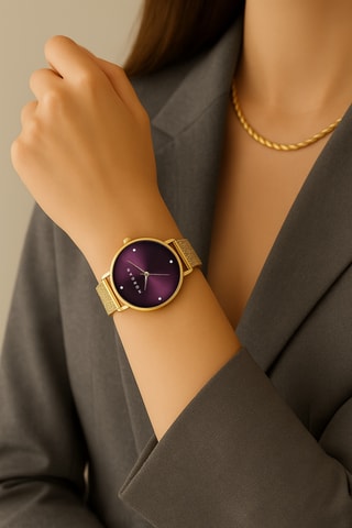 Montre à quartz en acier - Doré